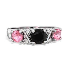 Onyx Hugs And Kisses 14K White Gold ring R5016