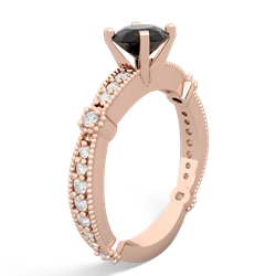 Onyx Sparkling Tiara 6Mm Round 14K Rose Gold ring R26296RD