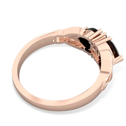 Onyx Celtic Knot Double Heart 14K Rose Gold ring R5040