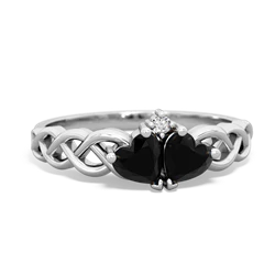 Onyx Heart To Heart Braid 14K White Gold ring R5870