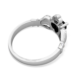 Onyx Claddagh Diamond Crown 14K White Gold ring R2372