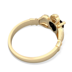 Onyx Claddagh Diamond Crown 14K Yellow Gold ring R2372