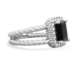 Onyx Rope Split Band 14K White Gold ring R2628