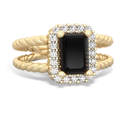 Onyx Rope Split Band 14K Yellow Gold ring R2628