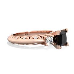 Onyx Art Deco Diamond Engagement 6Mm Princess 14K Rose Gold ring R2001