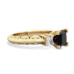 Onyx Art Deco Diamond Engagement 6Mm Princess 14K Yellow Gold ring R2001