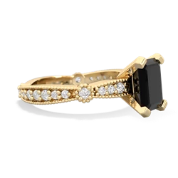 Onyx Sparkling Tiara 8X6 Emerald-Cut 14K Yellow Gold ring R26298EM