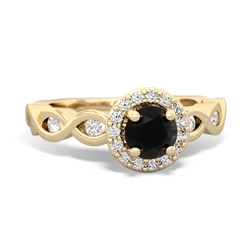 Onyx Infinity Halo Engagement 14K Yellow Gold ring R26315RH