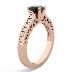 Onyx Art Deco Engagement 7X5mm Oval 14K Rose Gold ring R26357VL