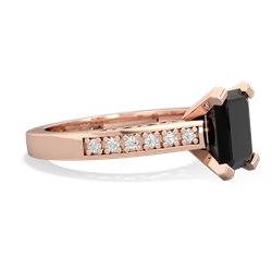 Onyx Art Deco Engagement 8X6mm Emerald-Cut 14K Rose Gold ring R26358EM