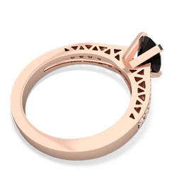 Onyx Art Deco Engagement 8X6mm Oval 14K Rose Gold ring R26358VL