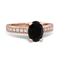 Onyx Art Deco Engagement 8X6mm Oval 14K Rose Gold ring R26358VL