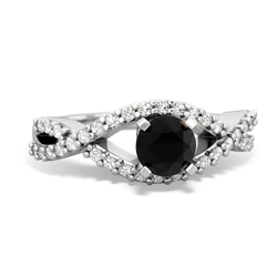 Onyx Diamond Twist 5Mm Round Engagment  14K White Gold ring R26405RD