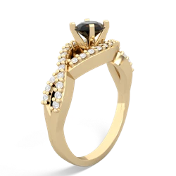 Onyx Diamond Twist 5Mm Round Engagment  14K Yellow Gold ring R26405RD