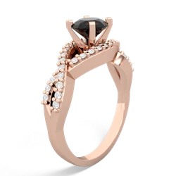 Onyx Diamond Twist 6Mm Round Engagment  14K Rose Gold ring R26406RD