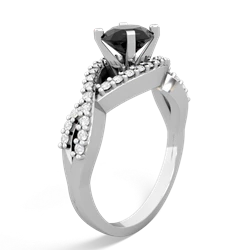 Onyx Diamond Twist 6Mm Round Engagment  14K White Gold ring R26406RD