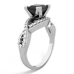 Onyx Diamond Twist 6Mm Princess Engagment  14K White Gold ring R26406SQ