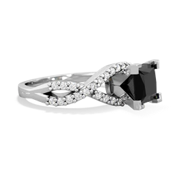 Onyx Diamond Twist 6Mm Princess Engagment  14K White Gold ring R26406SQ