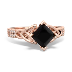 Onyx Celtic Knot 6Mm Princess Engagement 14K Rose Gold ring R26446SQ