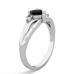 Onyx Split Band Swirl 14K White Gold ring R2130