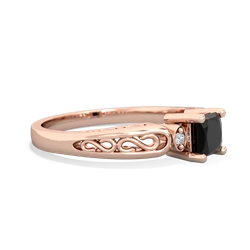 Onyx Filligree Scroll Square 14K Rose Gold ring R2430