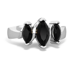 Onyx Three Peeks 14K White Gold ring R2433