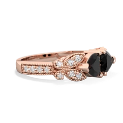 Onyx Diamond Butterflies 14K Rose Gold ring R5601