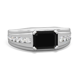 Onyx Men's Diamond Channel 14K White Gold ring R0500