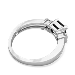 Onyx Art Deco East-West 14K White Gold ring R2590