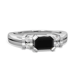 Onyx Art Deco East-West 14K White Gold ring R2590