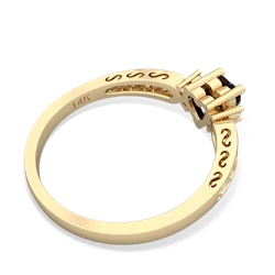 Onyx Filligree Scroll Heart 14K Yellow Gold ring R2429