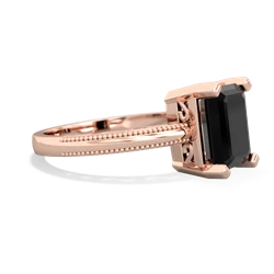 Onyx Milgrain Scroll 14K Rose Gold ring R2338