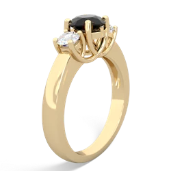 Onyx Diamond Three Stone Round Trellis 14K Yellow Gold ring R4018