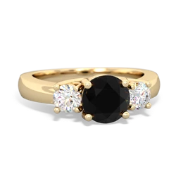 Onyx Diamond Three Stone Round Trellis 14K Yellow Gold ring R4018