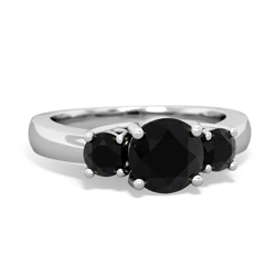 Onyx Three Stone Round Trellis 14K White Gold ring R4018