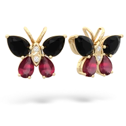 Onyx Butterfly 14K Yellow Gold earrings E2215