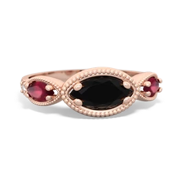 Onyx Milgrain Marquise 14K Rose Gold ring R5700