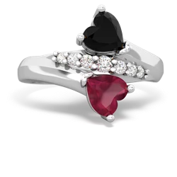 Onyx Heart To Heart 14K White Gold ring R2064