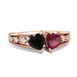 Onyx Heart To Heart 14K Rose Gold ring R3342