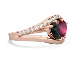 Onyx Nestled Heart Keepsake 14K Rose Gold ring R5650