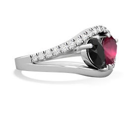 Onyx Nestled Heart Keepsake 14K White Gold ring R5650