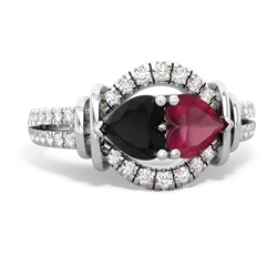 Onyx Art-Deco Keepsake 14K White Gold ring R5630