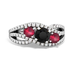 Onyx Three Stone Aurora 14K White Gold ring R3080