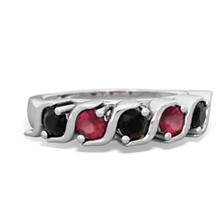 Onyx Anniversary Band 14K White Gold ring R2089