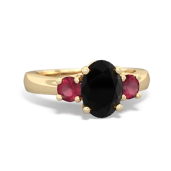 Onyx Three Stone Oval Trellis 14K Yellow Gold ring R4024