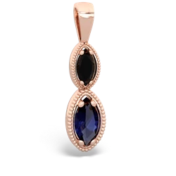 Onyx Antique-Style Halo 14K Rose Gold pendant P5700