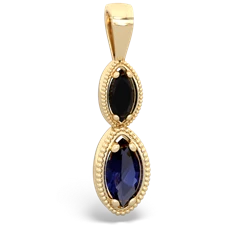 Onyx Antique-Style Halo 14K Yellow Gold pendant P5700