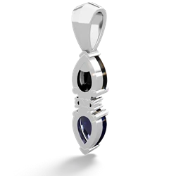 Onyx Bowtie Drop 14K White Gold pendant P0865