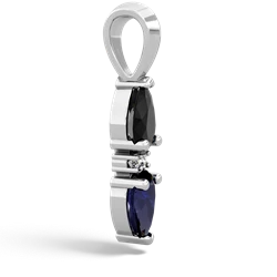 Onyx Bowtie Drop 14K White Gold pendant P0865