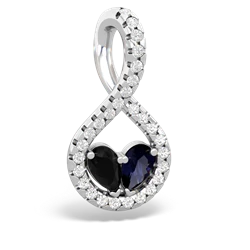 Onyx Pave Twist 'One Heart' 14K White Gold pendant P5360